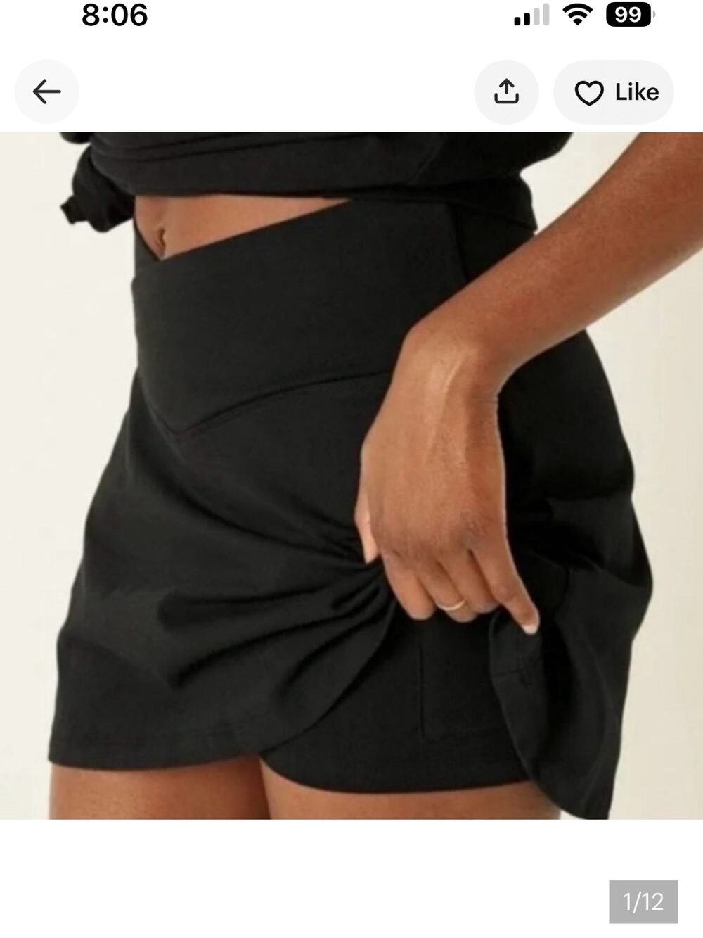NWOT! PINK💗Victorias Secret! Black HighWaist VCrossover Skort! CUTE! Sz LARGE!